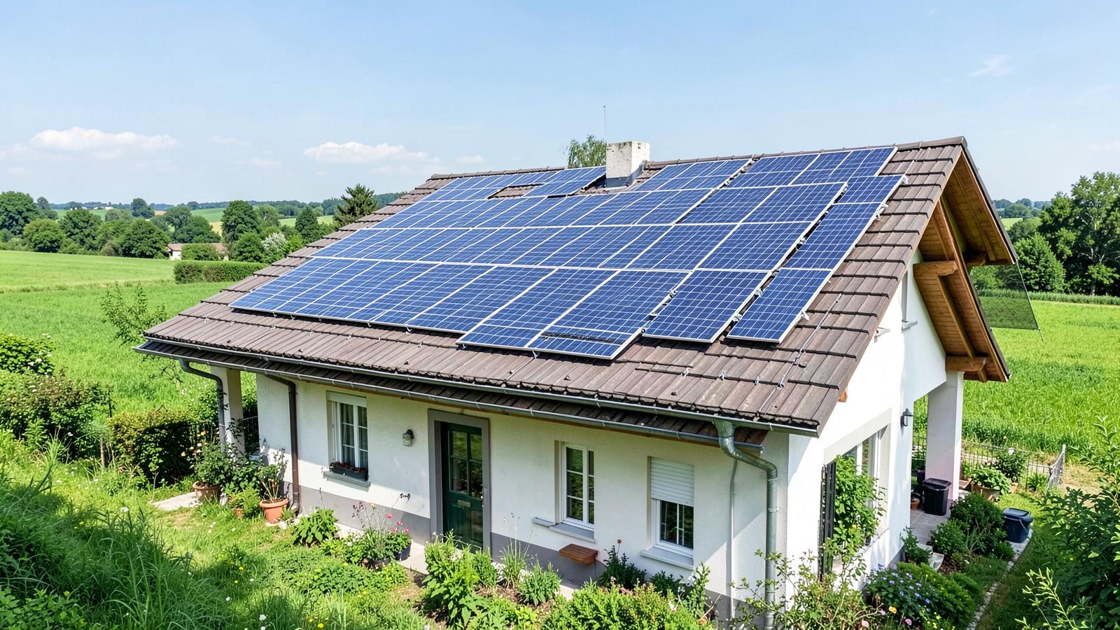 Fotovoltaické panely na střeše rodinného domu
